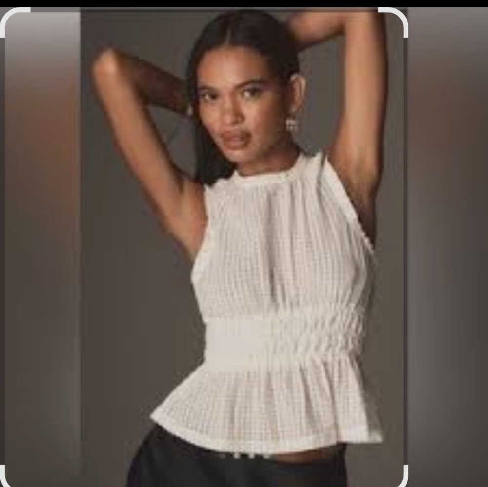 Anthropologie  Cream Sleeveless Top